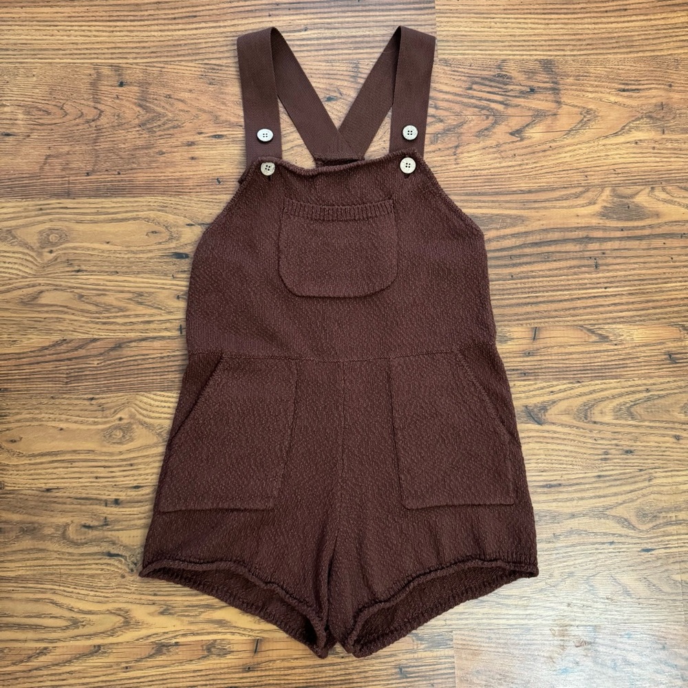 Free People Beach Brown Knit Overalls - Picture 3 of 6